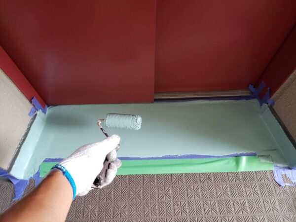 愛知県東海市　マンション　防水塗装工事　防水材塗布～トップコート塗布～施工完了